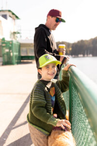 boy riding ferry from Orcas island to Anacrotes Washington 